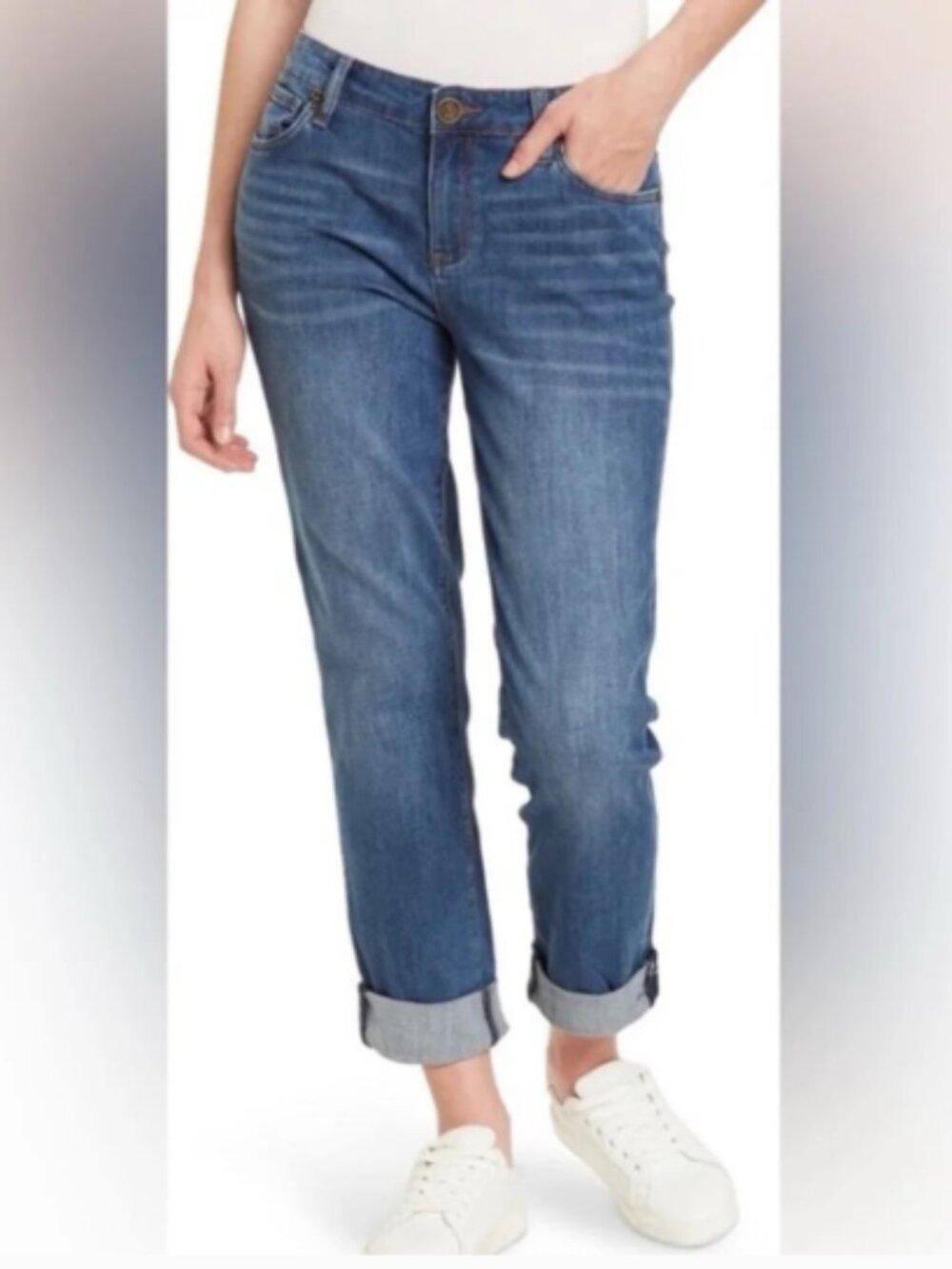 NWT KUT from the Kloth Carrie Roll Cuff Boyfriend Straight Jeans sz 6